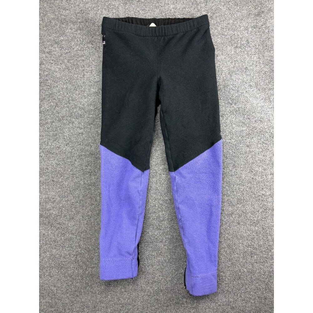 VINTAGE Patagonia Pants Womens Medium Black Purple Fleece Ankle Zip Made USA 90s